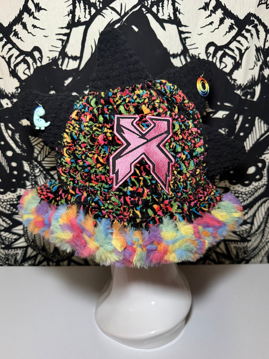 Black Rainbow LL/X Dino Hat