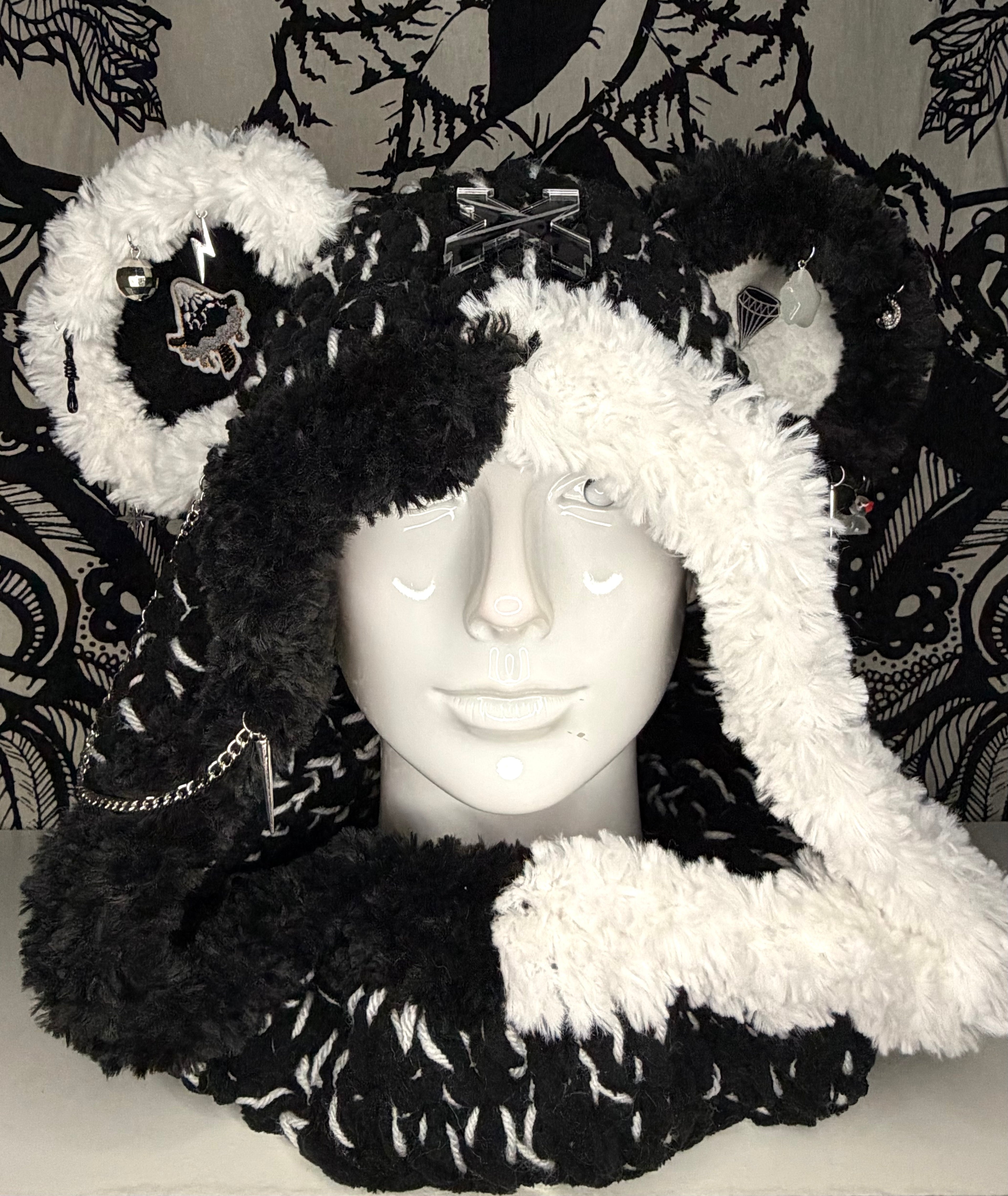 Excision Black/White Bear Hood