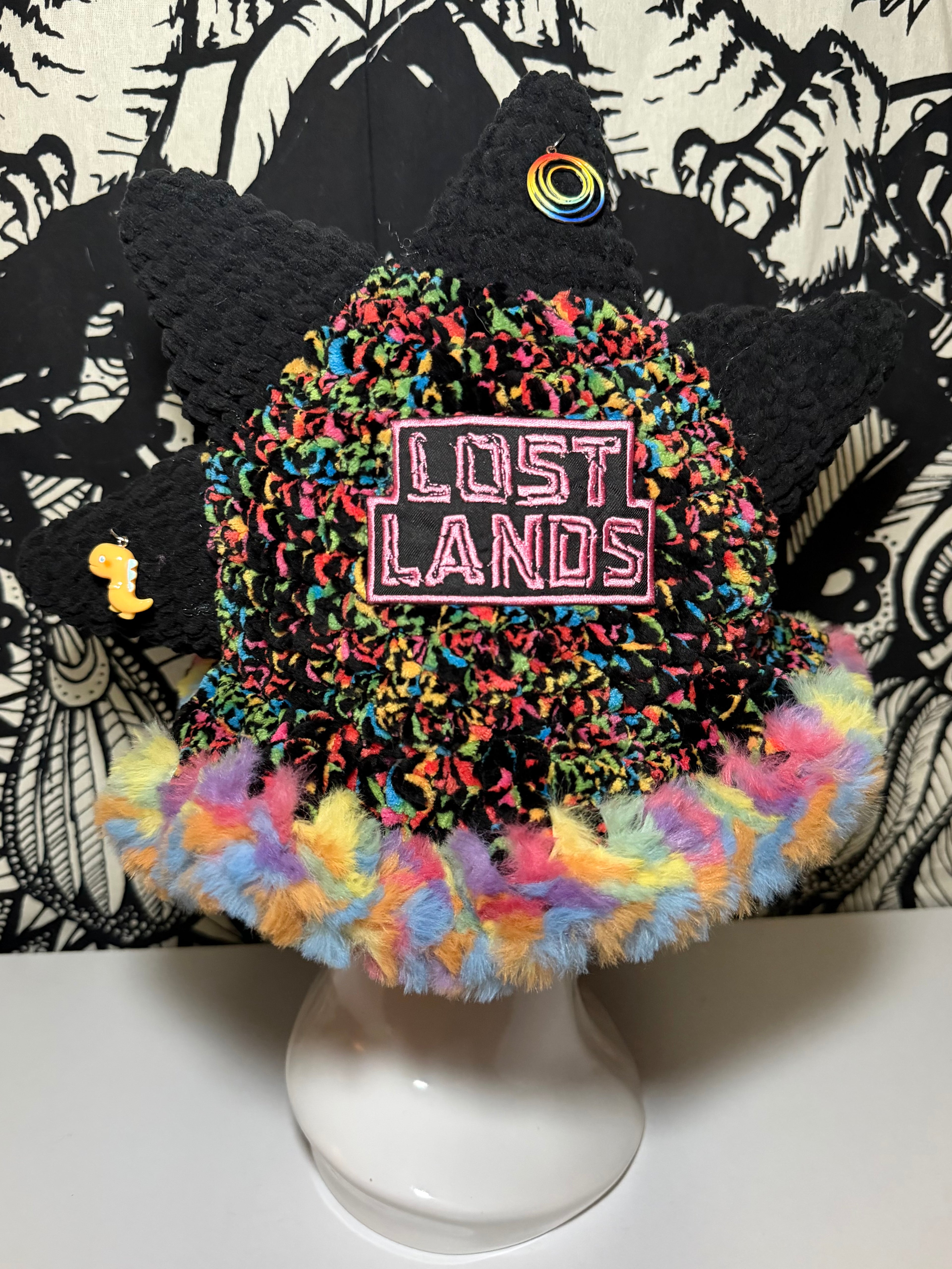 Black Rainbow LL/X Dino Hat