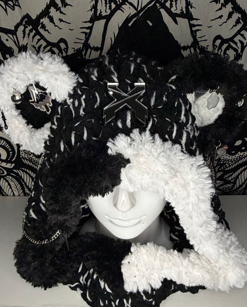 Excision Black/White Bear Hood