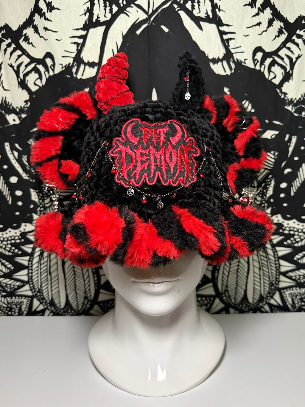 R/B Split Pit Demon Hat