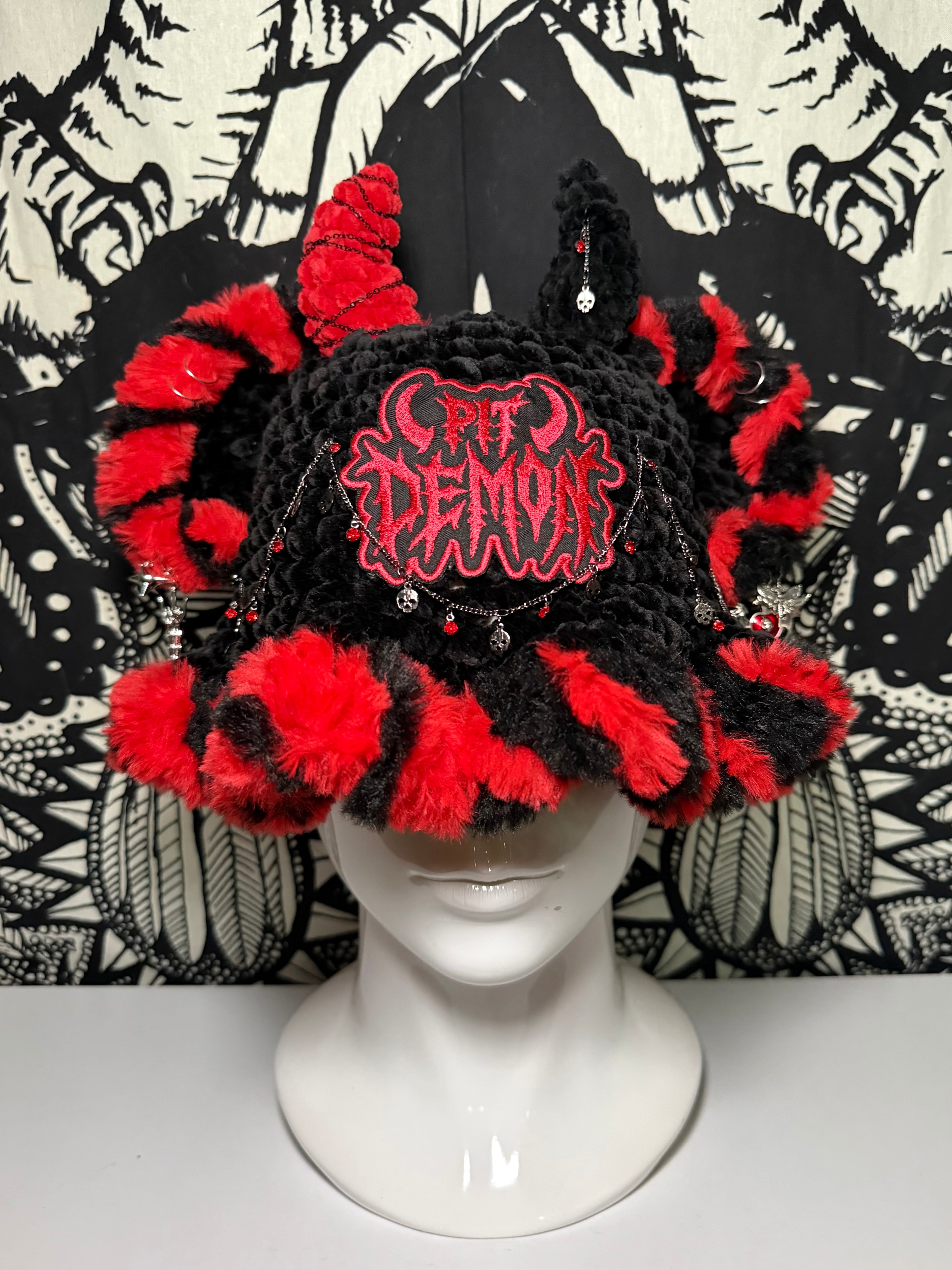 R/B Split Pit Demon Hat