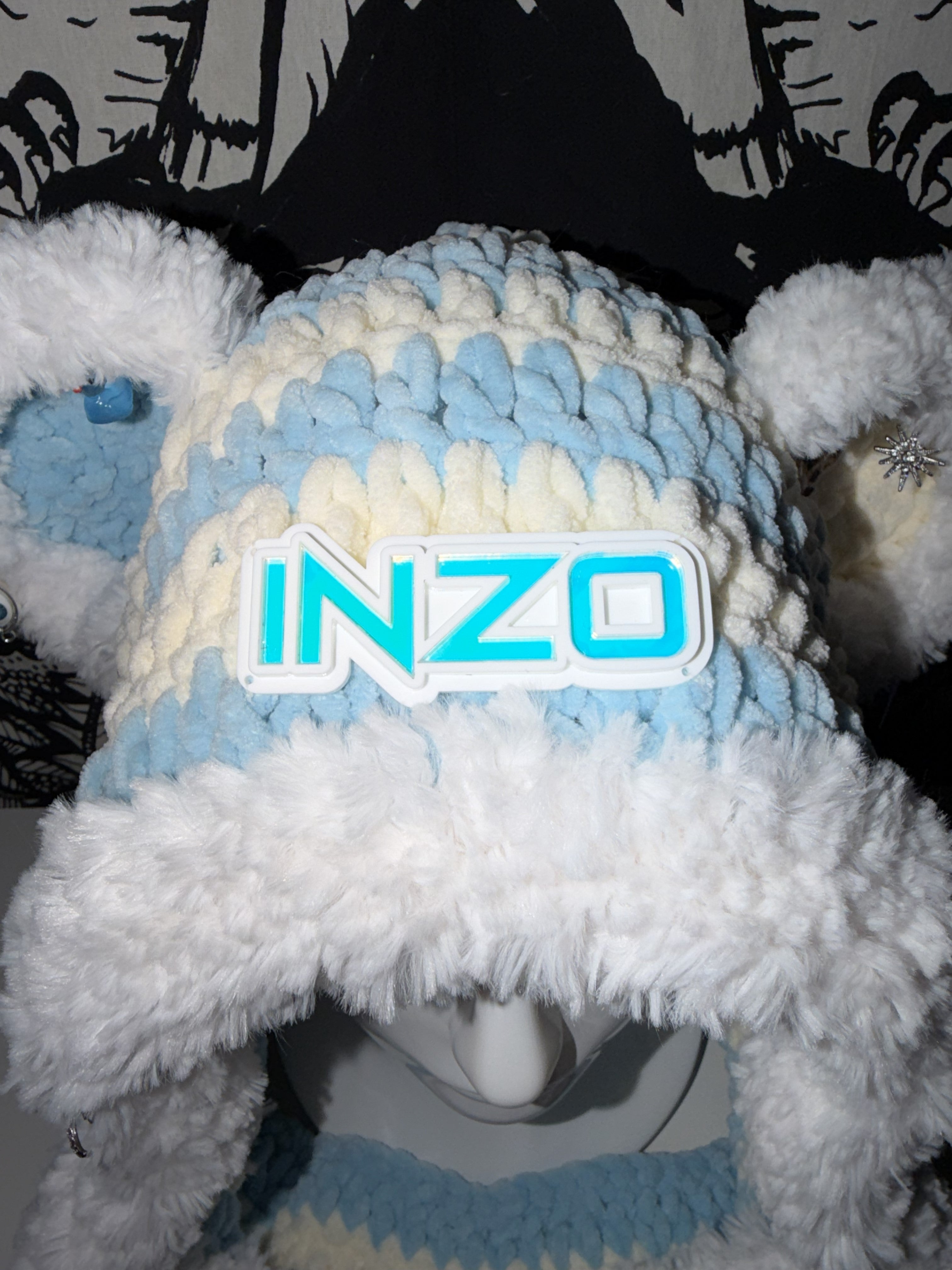 Inzo Blue and White Bear Hood