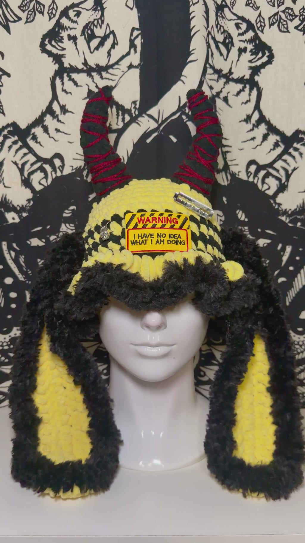 Caution Devil Bunny Bucket Hat