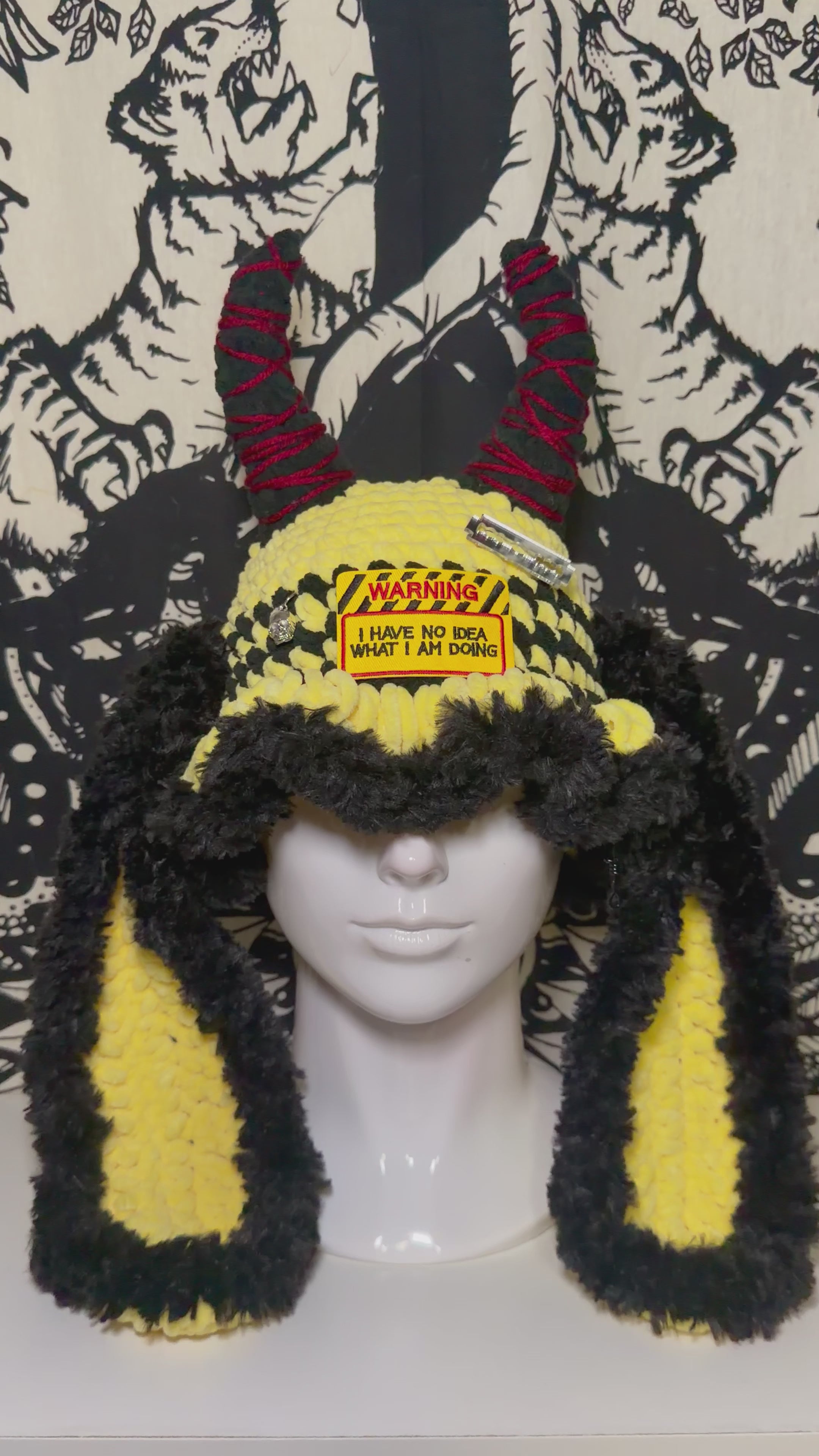 Caution Devil Bunny Bucket Hat