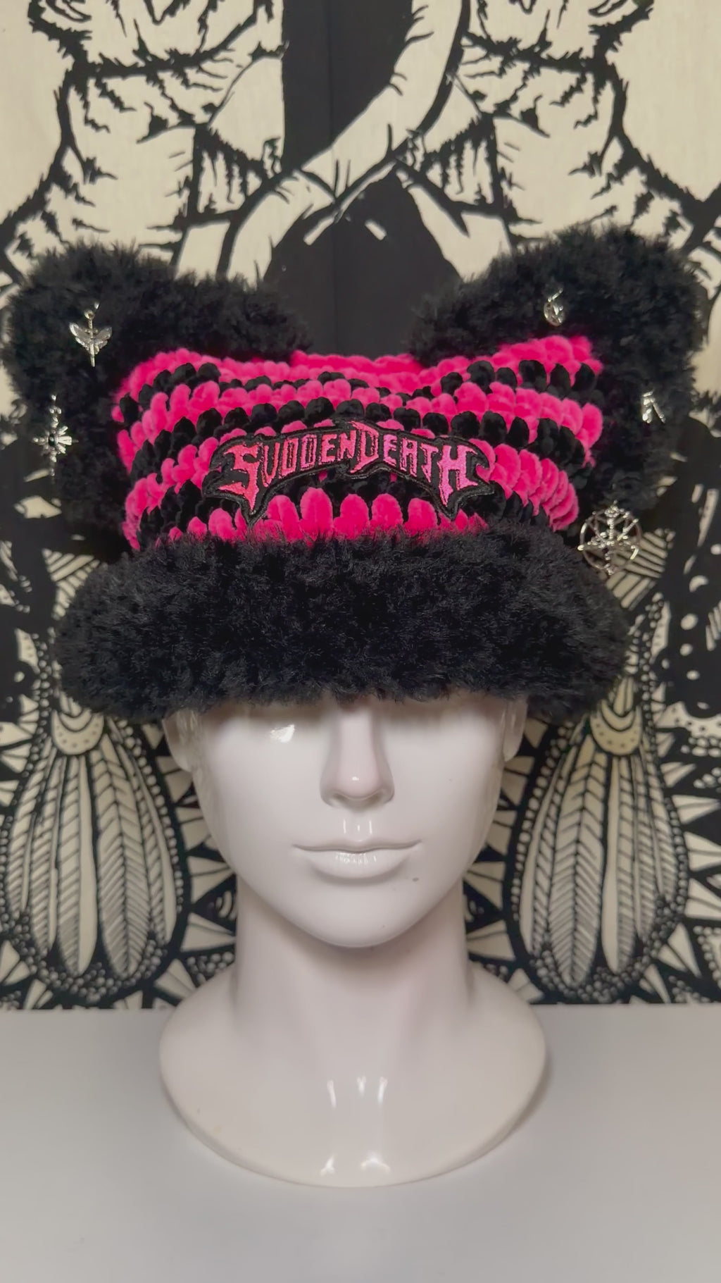 SD Black Pink Cat Beanie