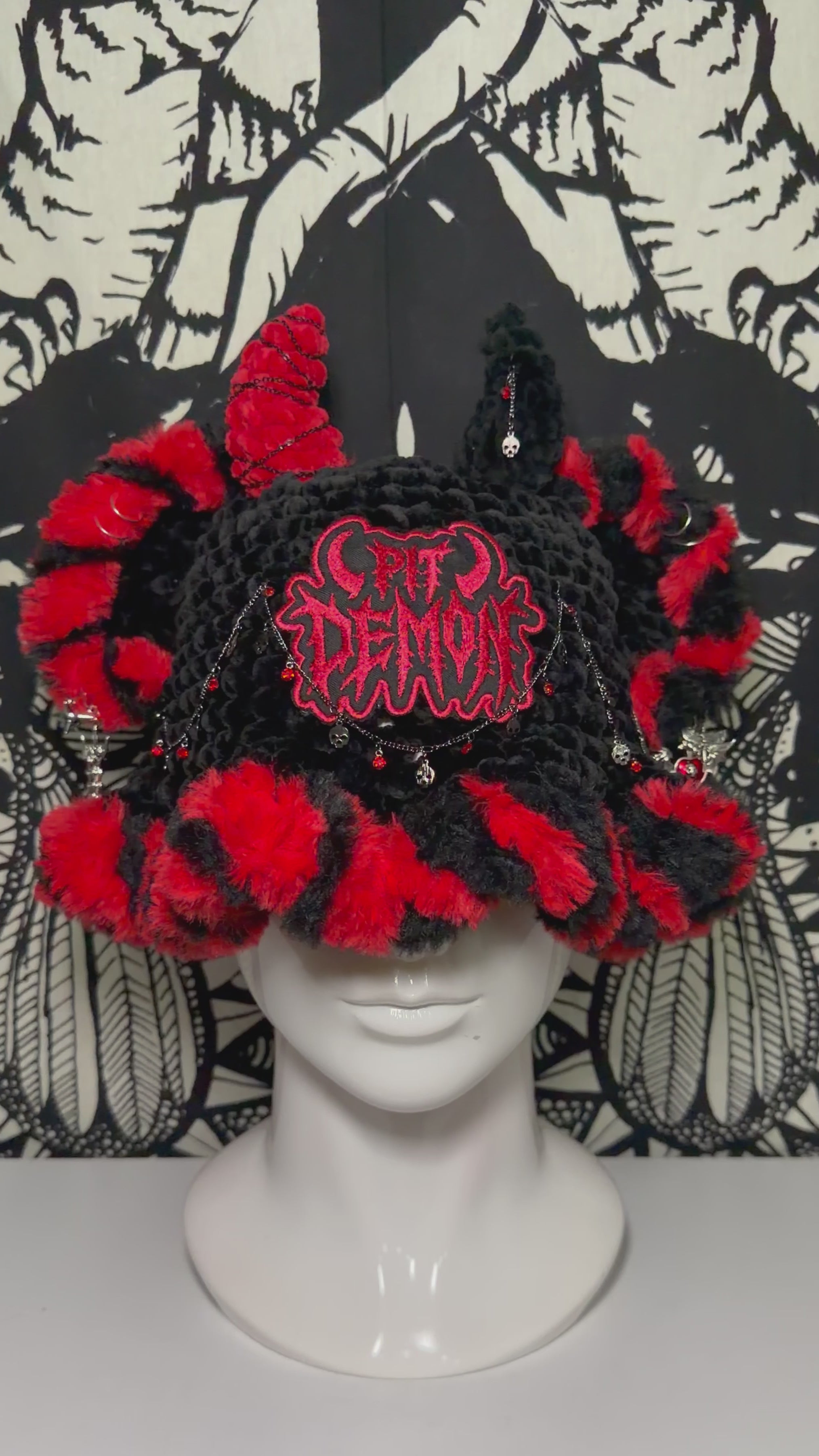 R/B Split Pit Demon Hat